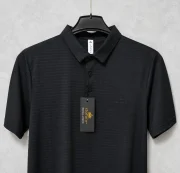 Premium China Fabric Men's Polo T-Shirt – Black - Image 2